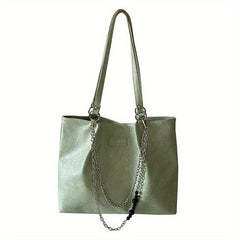 Large Capacity Tote Bag with Chain & Bead Strap