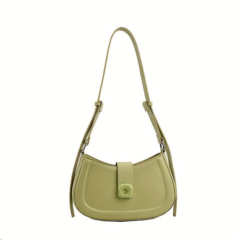 Niche Baguette Bag Solid Shoulder Bag Women's PU Leather Flap Purse