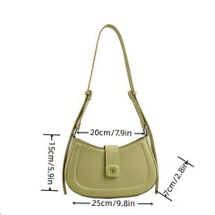 Niche Baguette Bag Solid Shoulder Bag Women's PU Leather Flap Purse