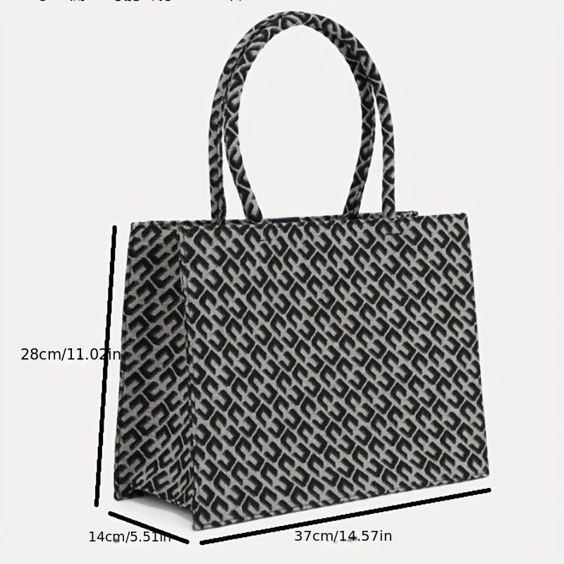 Large Capacity Geometric Pattern Canvas Tote Bag for Women