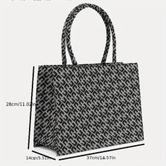 Large Capacity Geometric Pattern Canvas Tote Bag for Women
