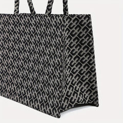 Large Capacity Geometric Pattern Canvas Tote Bag for Women