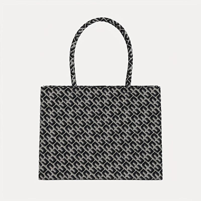 Large Capacity Geometric Pattern Canvas Tote Bag for Women