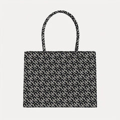 Large Capacity Geometric Pattern Canvas Tote Bag for Women