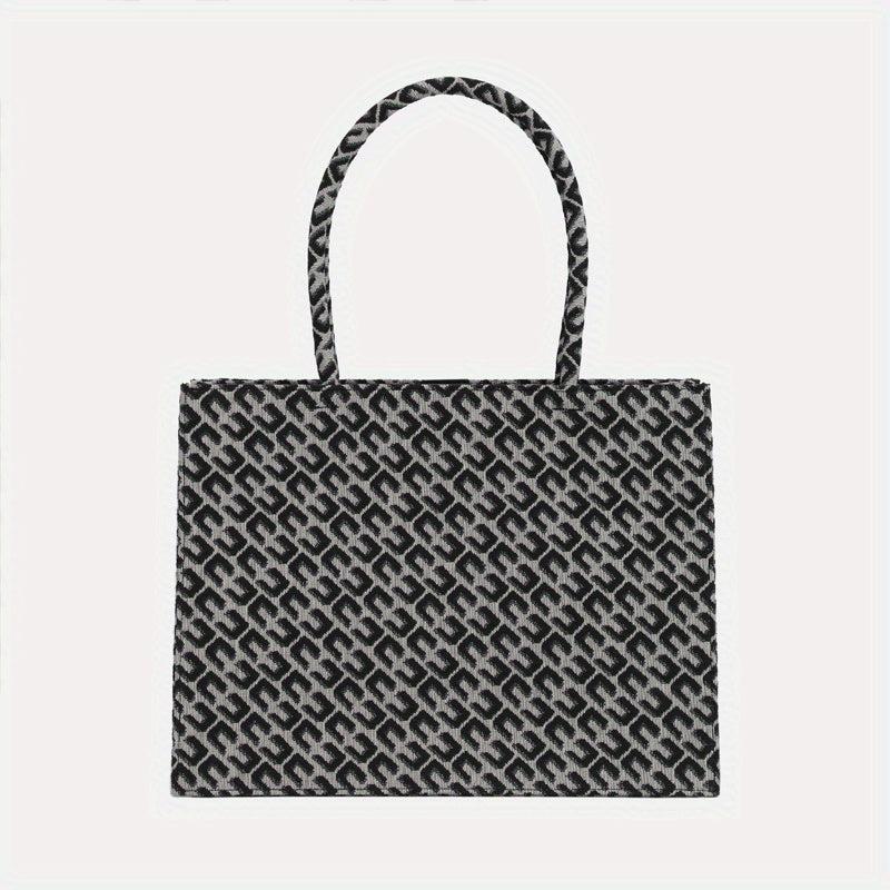 Large Capacity Geometric Pattern Canvas Tote Bag for Women