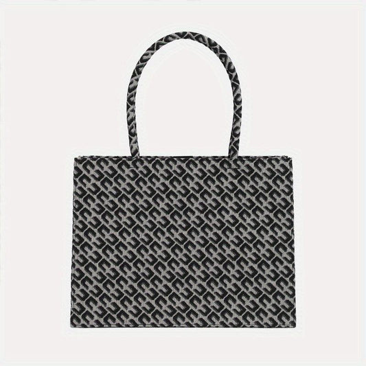 Large Capacity Geometric Pattern Canvas Tote Bag for Women