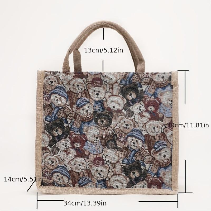 Cartoon Bear Pattern Satchel Bag Lightweight All Match Shoulder Bag