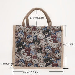 Cartoon Bear Pattern Satchel Bag Lightweight All Match Shoulder Bag