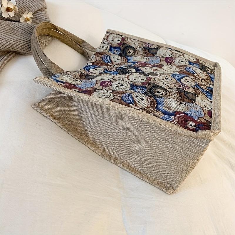 Cartoon Bear Pattern Satchel Bag Lightweight All Match Shoulder Bag