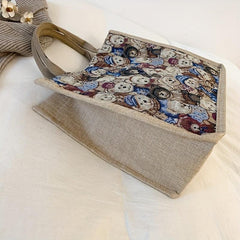 Cartoon Bear Pattern Satchel Bag Lightweight All Match Shoulder Bag
