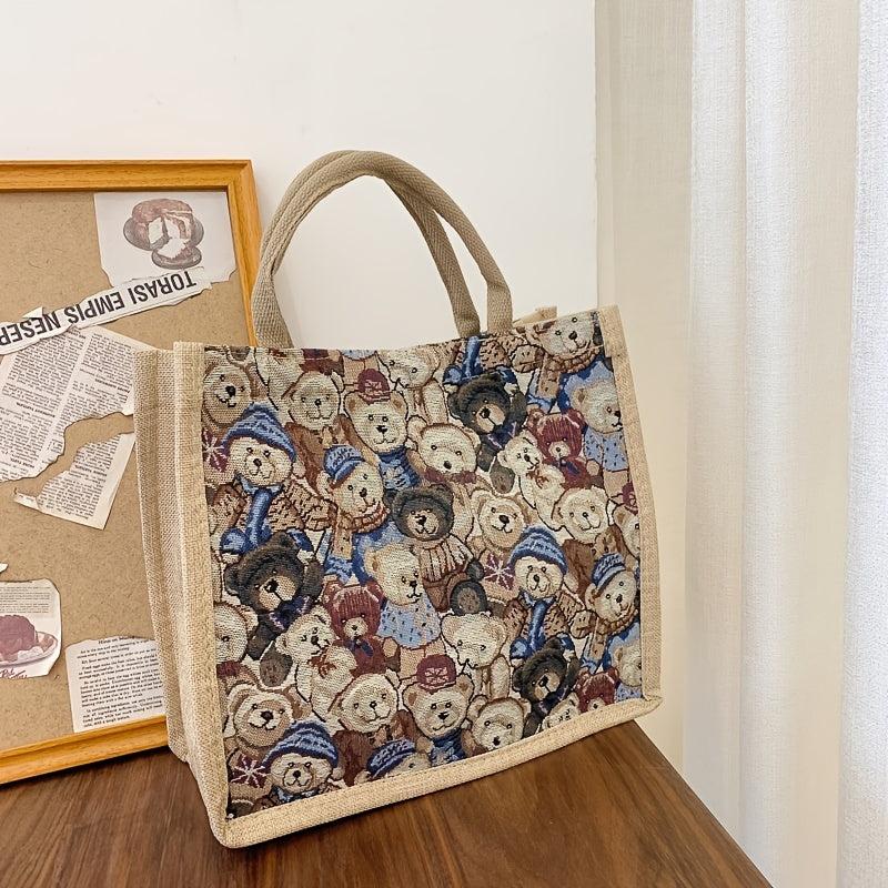 Cartoon Bear Pattern Satchel Bag Lightweight All Match Shoulder Bag