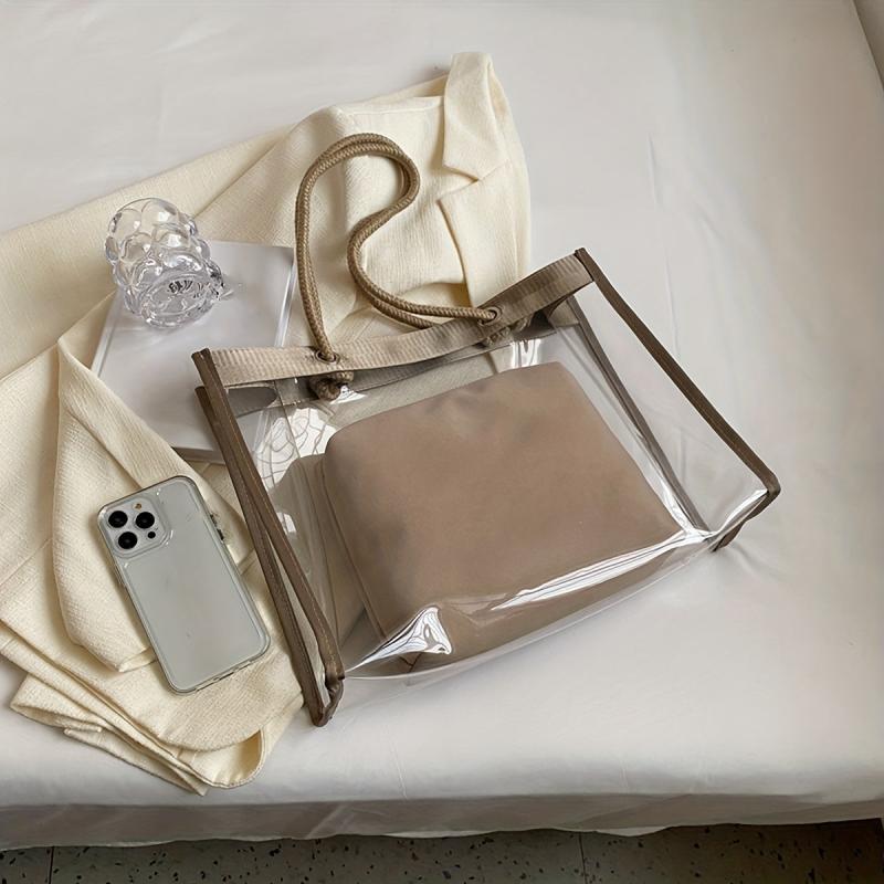 Summer Transparent Tote Shoulder Bag Insert Lightweight Storage Bag