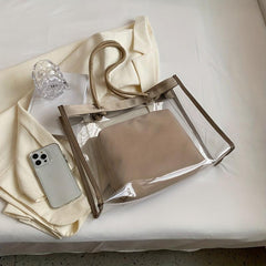 Summer Transparent Tote Shoulder Bag Insert Lightweight Storage Bag