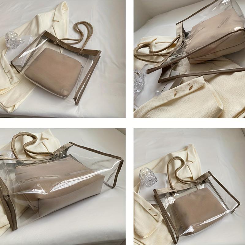 Summer Transparent Tote Shoulder Bag Insert Lightweight Storage Bag