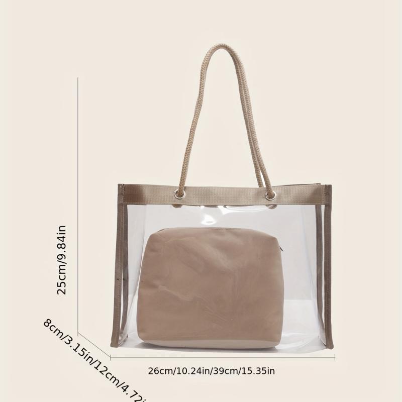 Summer Transparent Tote Shoulder Bag Insert Lightweight Storage Bag