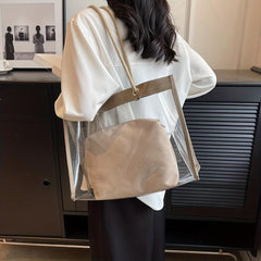 Summer Transparent Tote Shoulder Bag Insert Lightweight Storage Bag