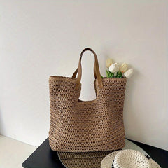 Straw Tote Bag Large Capacity Shoulder Handbag