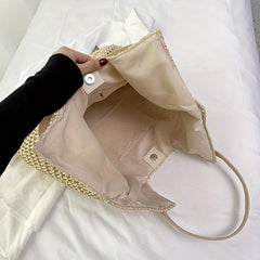 Straw Tote Bag Large Capacity Shoulder Handbag
