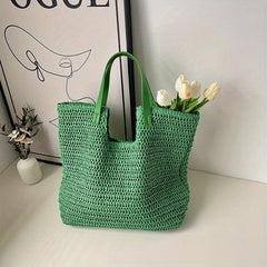 Straw Tote Bag Large Capacity Shoulder Handbag