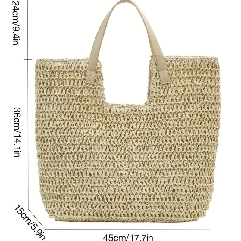 Straw Tote Bag Large Capacity Shoulder Handbag