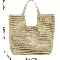 Straw Tote Bag Large Capacity Shoulder Handbag