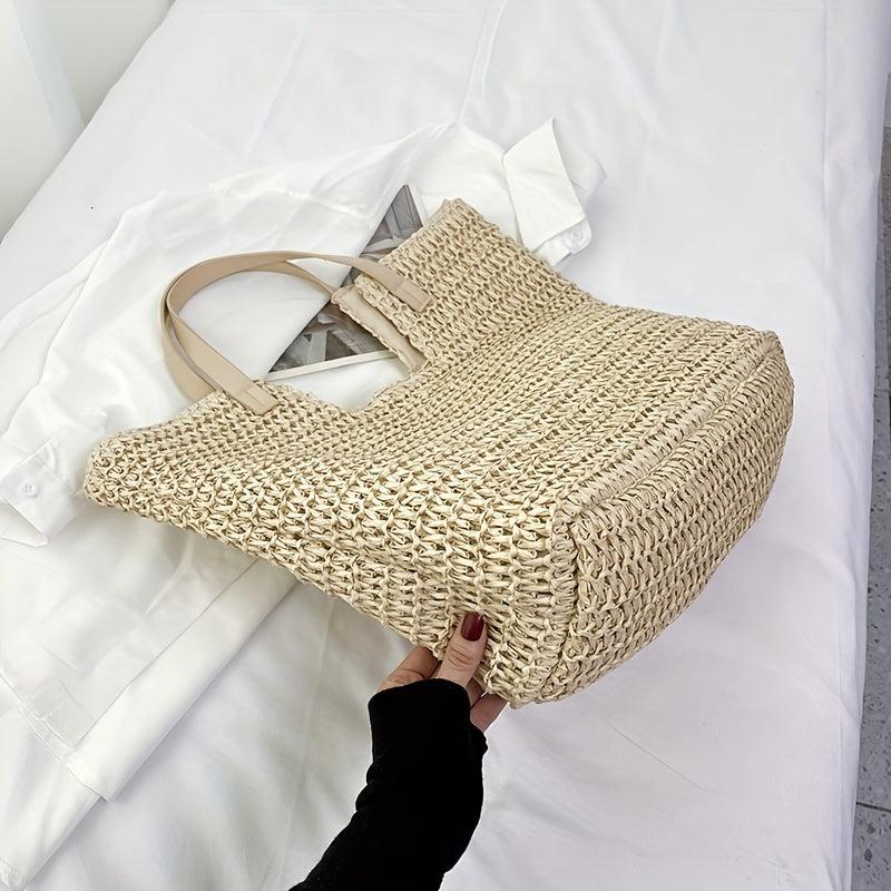 Straw Tote Bag Large Capacity Shoulder Handbag