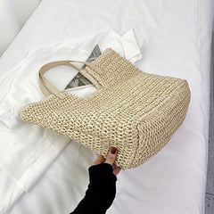 Straw Tote Bag Large Capacity Shoulder Handbag