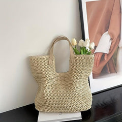 Straw Tote Bag Large Capacity Shoulder Handbag