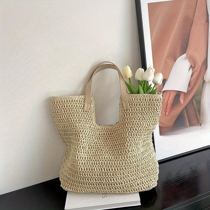 Straw Tote Bag Large Capacity Shoulder Handbag