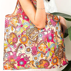 Printed Tote Bag Large Capacity Foldable Shopping Bag Eco Friendly Shoulder Bag