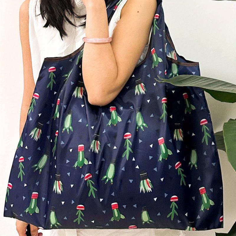 Printed Tote Bag Large Capacity Foldable Shopping Bag Eco Friendly Shoulder Bag