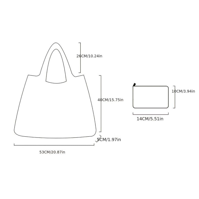 Floral Print Portable Tote Bag Nylon Reusable Eco Friendly Shoulder Bag