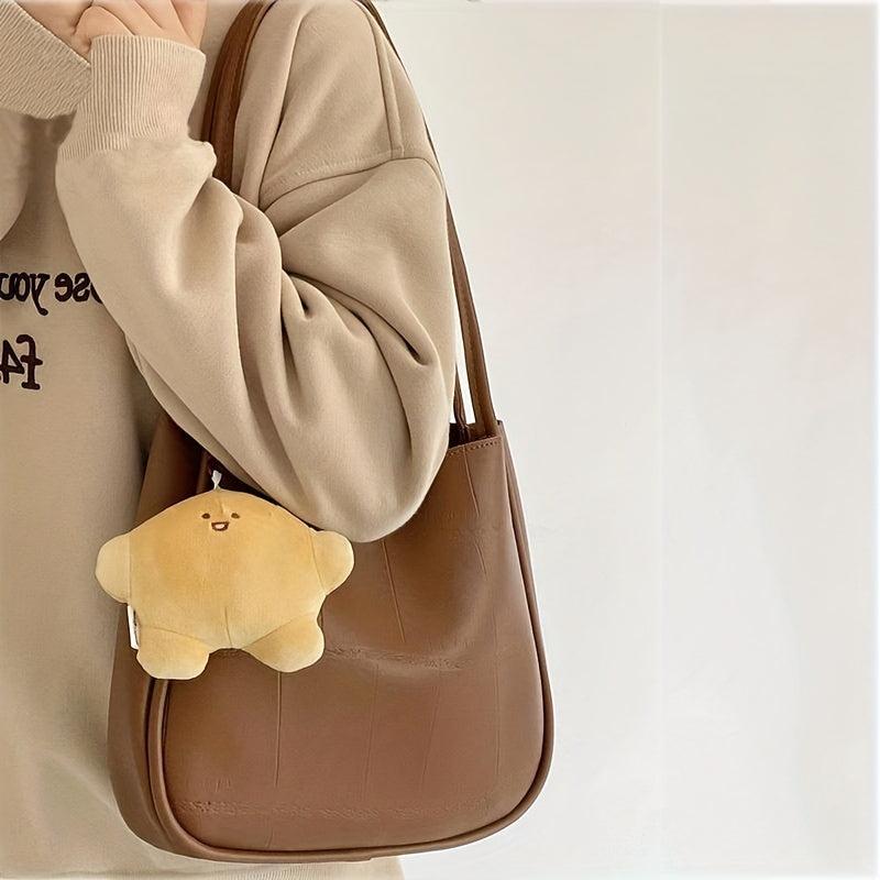 Solid Tote Bag Casual PU Leather Shoulder Bag Women's Handbag