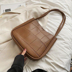 Solid Tote Bag Casual PU Leather Shoulder Bag Women's Handbag