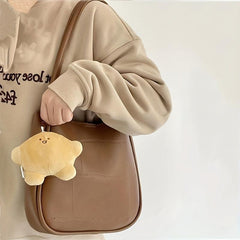 Solid Tote Bag Casual PU Leather Shoulder Bag Women's Handbag