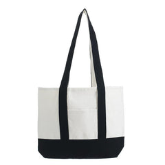 Women's Canvas Tote Bag with Block Pocket Decor