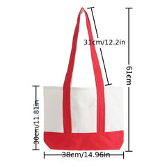 Women's Canvas Tote Bag with Block Pocket Decor