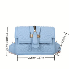 Flower Embossed Crossbody Bag Small PU Shoulder Bag Women's Flap Square Purses