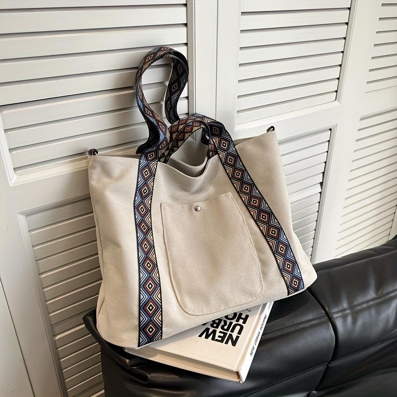 Ethnic Style Canvas Tote Bag Large Capacity Crossbody Bag Handbags