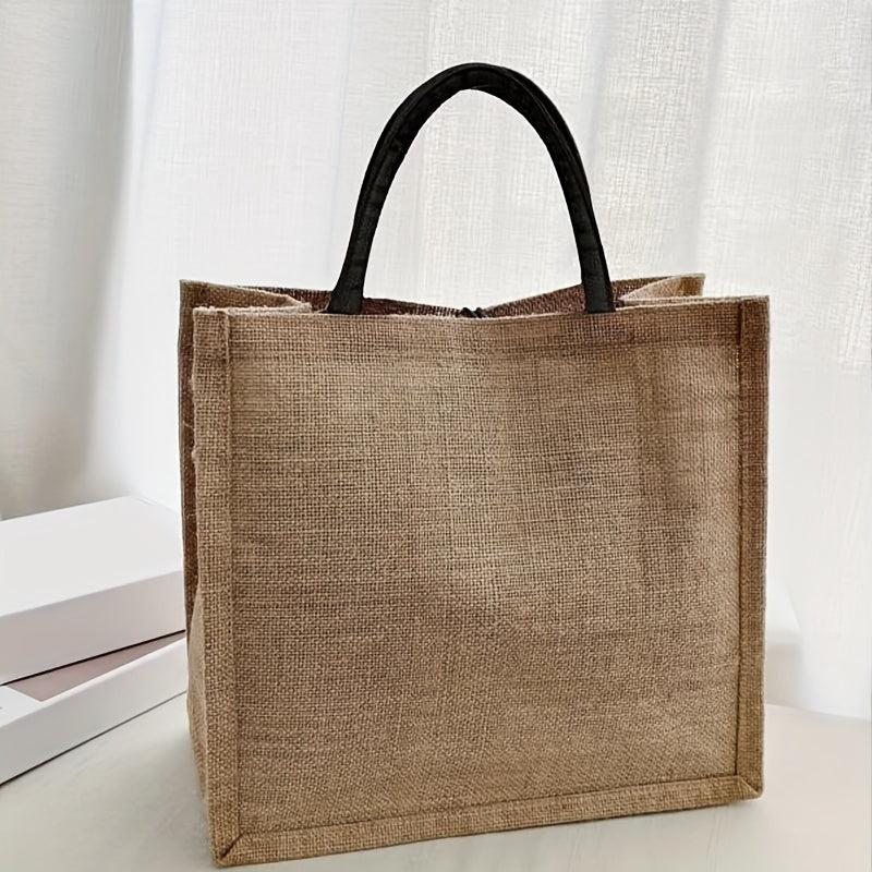 Vintage Pattern Burlap Bag Lightweight Large Capacity Tote Bag