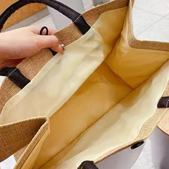 Vintage Pattern Burlap Bag Lightweight Large Capacity Tote Bag