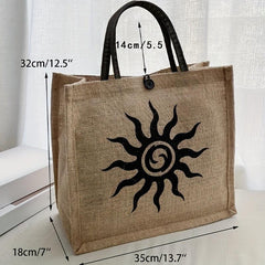 Vintage Pattern Burlap Bag Lightweight Large Capacity Tote Bag