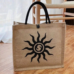 Vintage Pattern Burlap Bag Lightweight Large Capacity Tote Bag