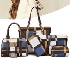 Colorblock Purse Set Women's Faux Leather Tote & Handbag