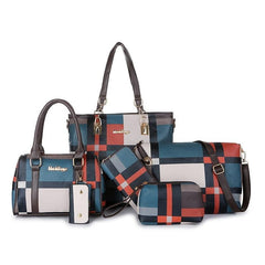Colorblock Purse Set Women's Faux Leather Tote & Handbag
