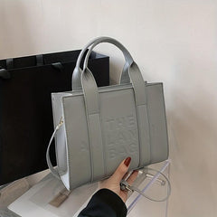 Minimalist Top Handle Tote Bag Letter Embossed Crossbody Bag