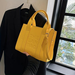 Minimalist Top Handle Tote Bag Letter Embossed Crossbody Bag