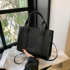 Minimalist Top Handle Tote Bag Letter Embossed Crossbody Bag