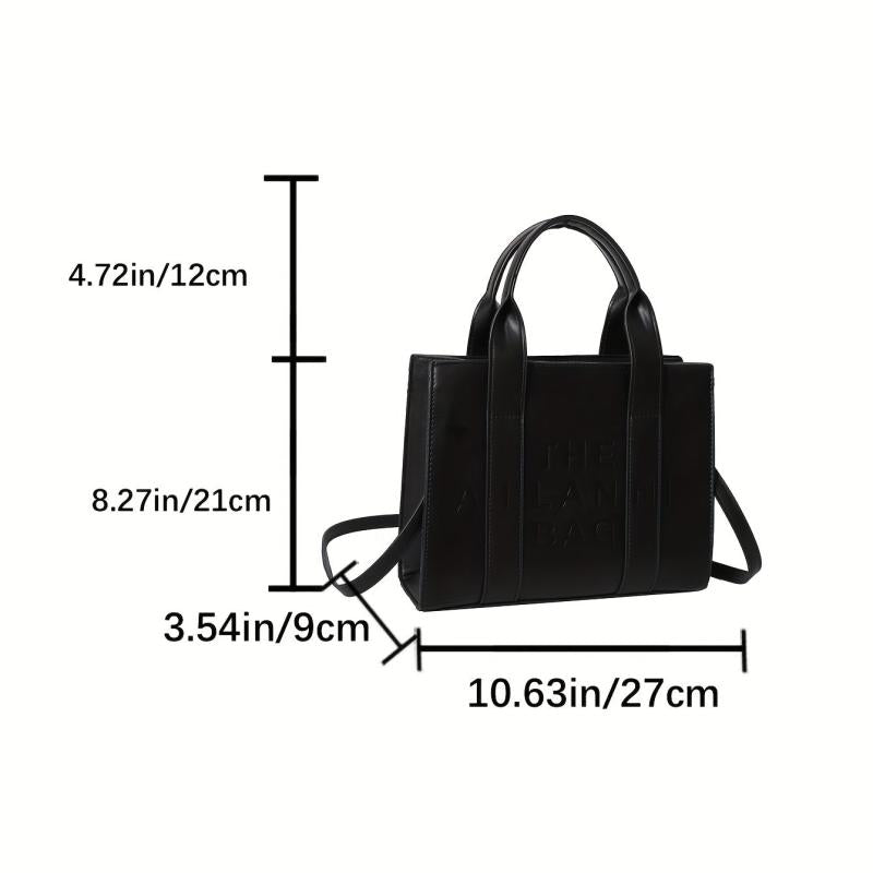 Minimalist Top Handle Tote Bag Letter Embossed Crossbody Bag