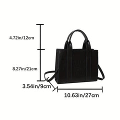 Minimalist Top Handle Tote Bag Letter Embossed Crossbody Bag